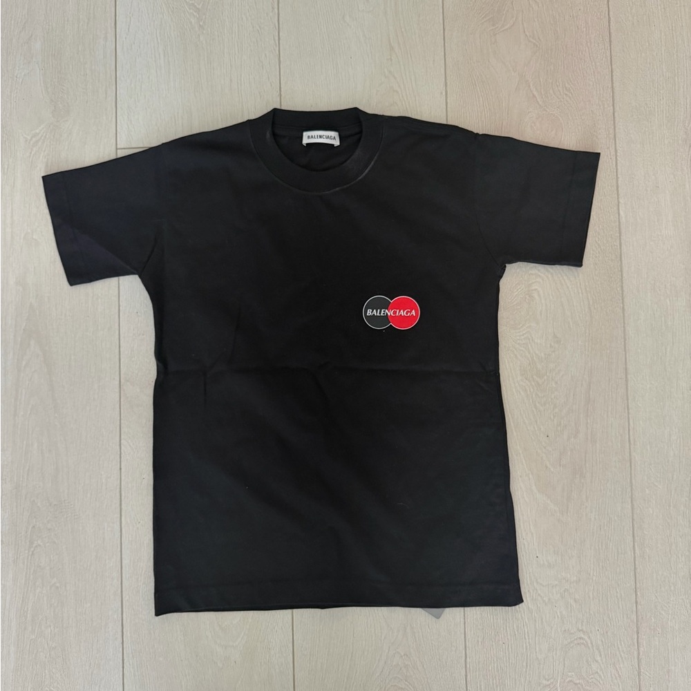 Balenciaga Black Tee with Red Accent Logo